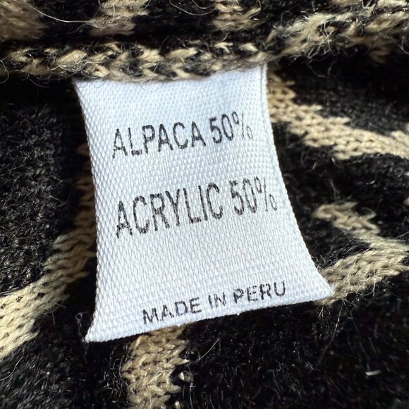 Simply Natural Size S Beige & Black Alpacal Peru Embroidered Cardigan - Picture 3 of 16